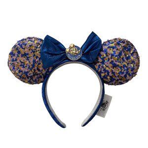 Disney Parks Passholder Exclusive Sequined Mickey Mouse Ear Headband Blue & Gold